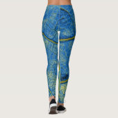 Stylish Blue Leaf Leggings (Rückseite)