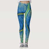 Stylish Blue Leaf Leggings (Vorderseite)