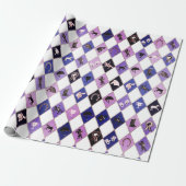 Stylish Blue Lila Equestrian Diamond Pattern Geschenkpapier (Ungerollt)