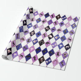 Stylish Blue Lila Equestrian Diamond Pattern Geschenkpapier
