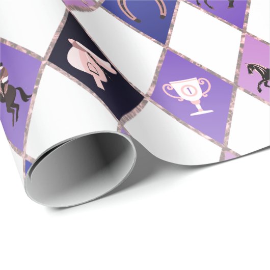 Stylish Blue Lila Equestrian Diamond Pattern Geschenkpapier (Rolleneckpunkt)