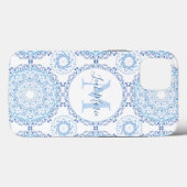 Stylish Blue Mandala Monogram Personalisiert Case-Mate iPhone Hülle (Rückseite (Horizontal))