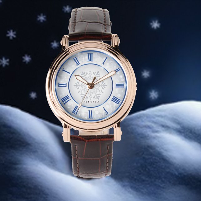 Stylish Blue Mandela Girly Monogram Name Armbanduhr (Von Creator hochgeladen)