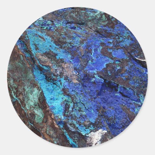 Stylish Blue Marble Stone Runder Aufkleber (Vorderseite)