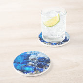 Stylish Blue Marble Stone Sandstein Untersetzer (Seite)