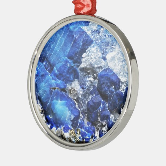 Stylish Blue Marble Stone Silbernes Ornament (Links)