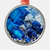 Stylish Blue Marble Stone Silbernes Ornament (Vorne)