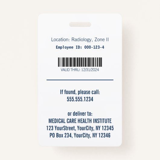 Stylish Blue Medical Caduceus Green Foto ID Ausweis (Rückseite)