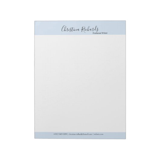 Stylish Blue Minimalistisch Notizblock (Rotiert)