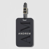 Stylish Blue Monogram und Name Gepäckanhänger (Vorderseite Vertikal)