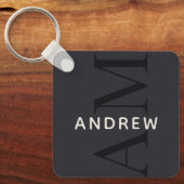 Stylish Blue Monogram und Name Schlüsselanhänger (Vorderseite)