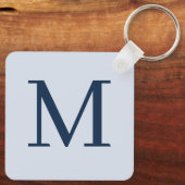 Stylish Blue Personalisiert Mit Monogramm Schlüsselanhänger (Rückseite)