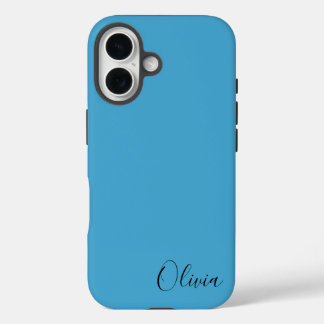 Stylish Blue Personalized Name iPhone 16 Hülle