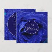 Stylish Blue Rose Wedding Einladung (Vorne/Hinten)
