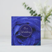 Stylish Blue Rose Wedding Einladung (Stehend Vorderseite)