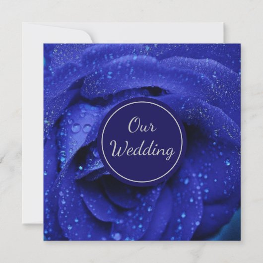 Stylish Blue Rose Wedding Einladung (Vorderseite)