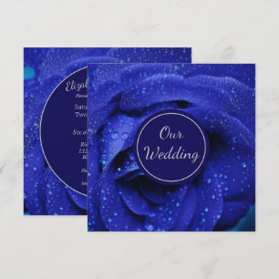 Stylish Blue Rose Wedding Einladung