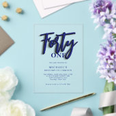 Stylish Blue Script 40. Erwachsene Geburtstag Acryleinladungen (In Situ (Hochzeit))
