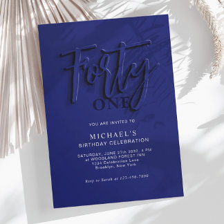 Stylish Blue Script 40. Erwachsene Geburtstag Einladung