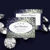 Stylish Blue Silver Sparkle Glitzer White Diamonds Visitenkarte