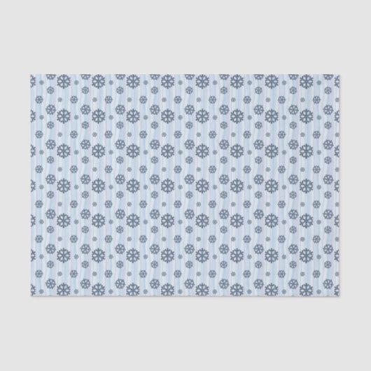 Stylish Blue Snowflake Pattern Seidenpapier (Vorderseite)