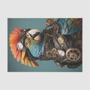 Stylish Blue Steampunk Decoupage Parrot Seidenpapier