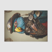 Stylish Blue Steampunk Parrot Seidenpapier (Vorderseite)