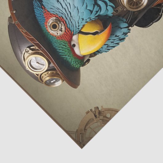 Stylish Blue Steampunk Parrot Seidenpapier (Ausschnitt)