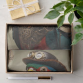 Stylish Blue Steampunk Parrot Seidenpapier (Geschenk)