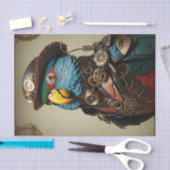 Stylish Blue Steampunk Parrot Seidenpapier (Handwerk)