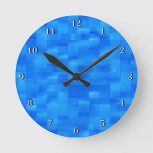 Stylish Blue Subway Tile Bathroom Accessory Runde Wanduhr