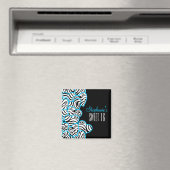 Stylish Blue Sweet 16 Zebra Herzdesign Name Magnet (In Situ (Geschirrspüler))