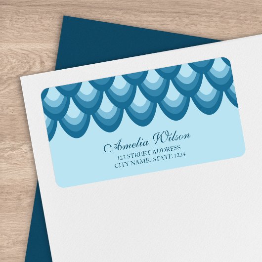 Stylish Blue Teardrop Geometric Address Label Adressaufkleber