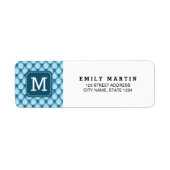 Stylish Blue Teardrop Monogram Address Label (Vorne)