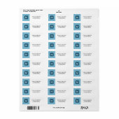 Stylish Blue Teardrop Monogram Address Label (Vorne)