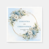 Stylish Blue White Peonies Wedding Napkins Serviette (Vorderseite)