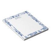 Stylish Blue White Vintage Rose Floral Notizblock (angewinkelt)