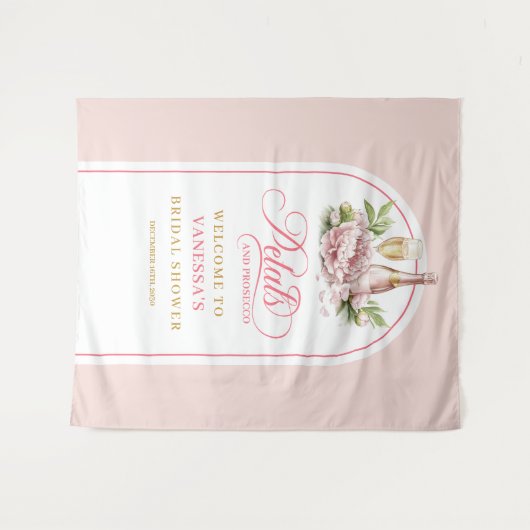 Stylish blush and gold bridal shower backdrop wandteppich (Vorderseite (Horizontal))