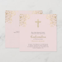 Stylish Blush Gold Cross Bible Verse Bestätigung