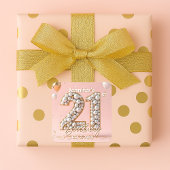 Stylish Blush Pink and Gold Pearly 21st Birthday Quadratischer Aufkleber