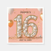 Stylish Blush Pink Pearl Gold Sweet 16 Birthday Serviette (Vorderseite)
