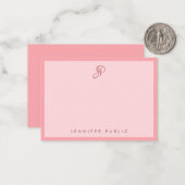 Stylish Blush Pink Template Calligraphy Monogram Mitteilungskarte (Vorderseite/Rückseite Beispiel)