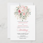 Stylish Blush Rose Gold Glitter Wedding Invitation Einladung (Vorderseite)