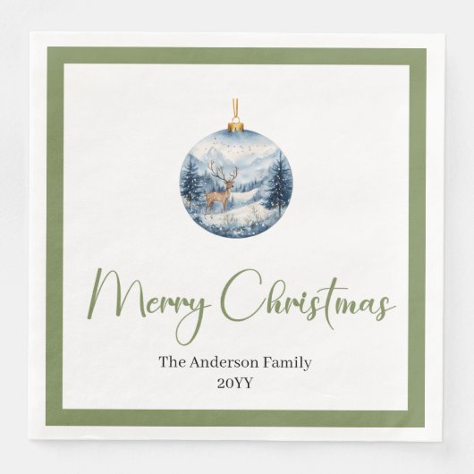 Stylish Bohemian Rustic Winter Scene Table Napkins Serviette (Vorderseite)