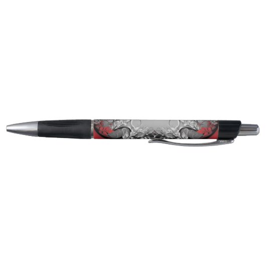 Stylish Boho Leaf Red Black Pen Kugelschreiber (Unterseite)