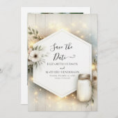 Stylish Boho Mason Jar Wedding Save The Date (Vorne/Hinten)