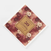 Stylish Boho Merlot Blush Gold 50. Geburtstag Serviette (Ecke)