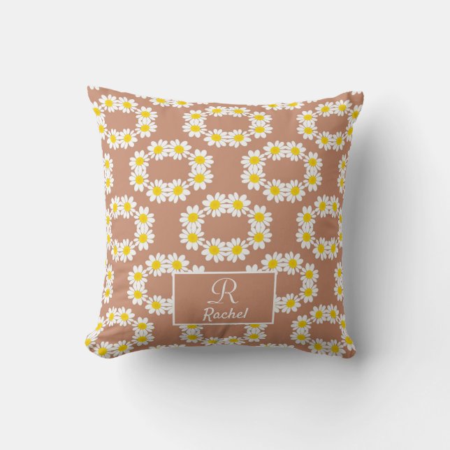 Stylish Boho Monogram Terracotta Kissen (Vorderseite)