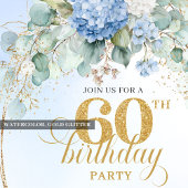 Stylish Boho Pastel Blue Greenery 60th Birthday Einladung
