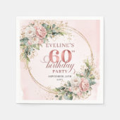 Stylish Boho Rose Gold Eucalyptus 60th Birthday  Serviette (Vorderseite)